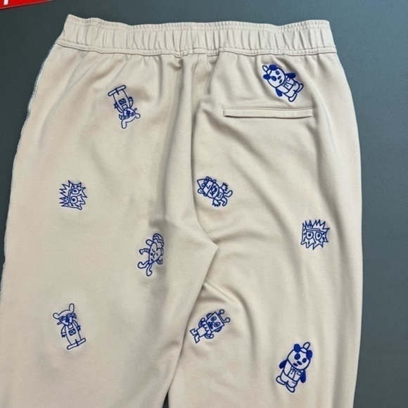 Allover Panda Heart Embroidered Character Rayon Pinstripe Sweatpants 🐼 🎩 - Picture 15 of 16